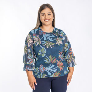 Blusa com Flores e Folho