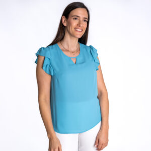 Top com folho e decote redondo